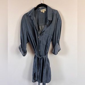 Indigo Cloth & Stone button down with tie long shirt